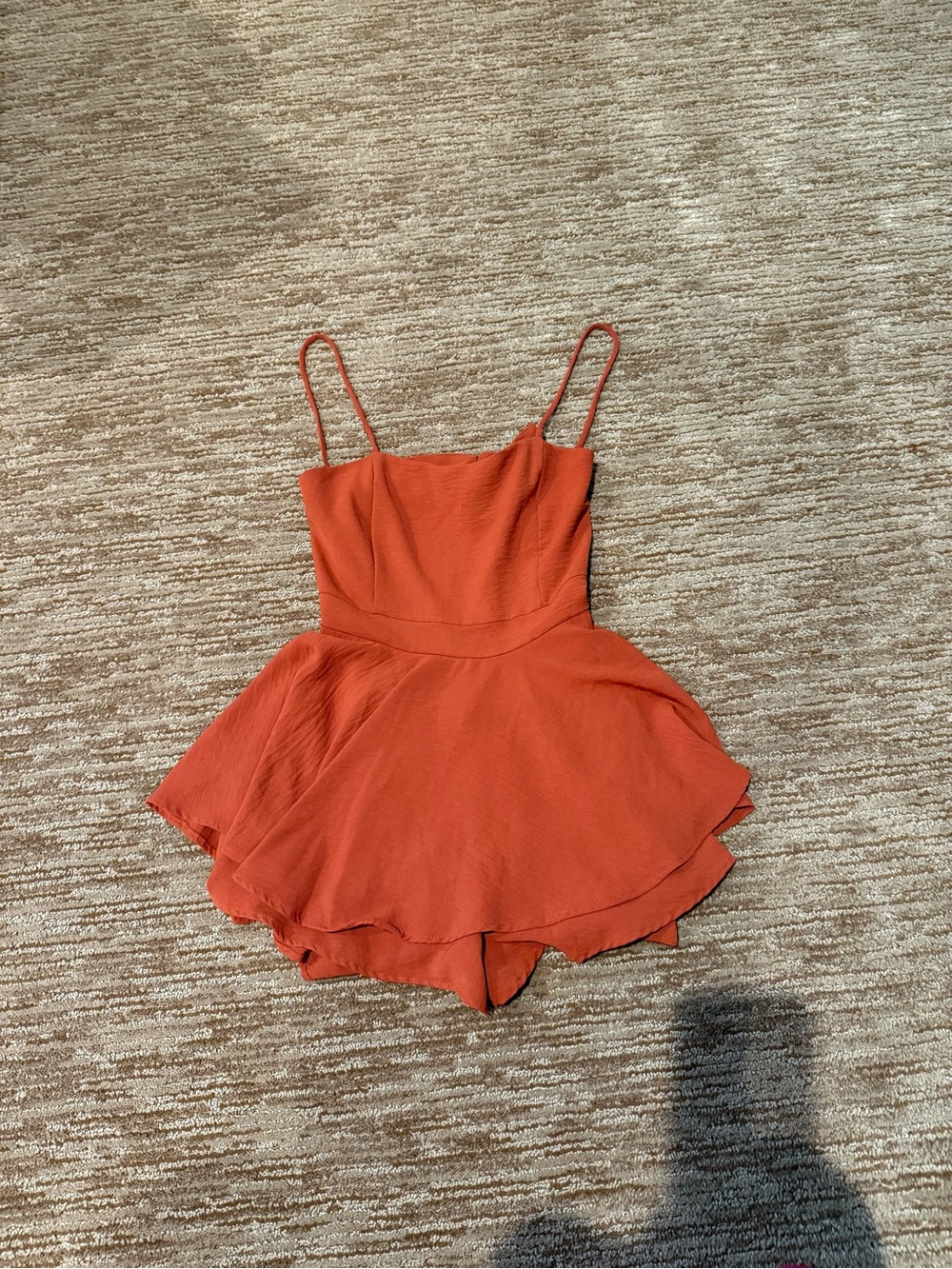 Rust Red Spagetti Strap One-Piece Romper